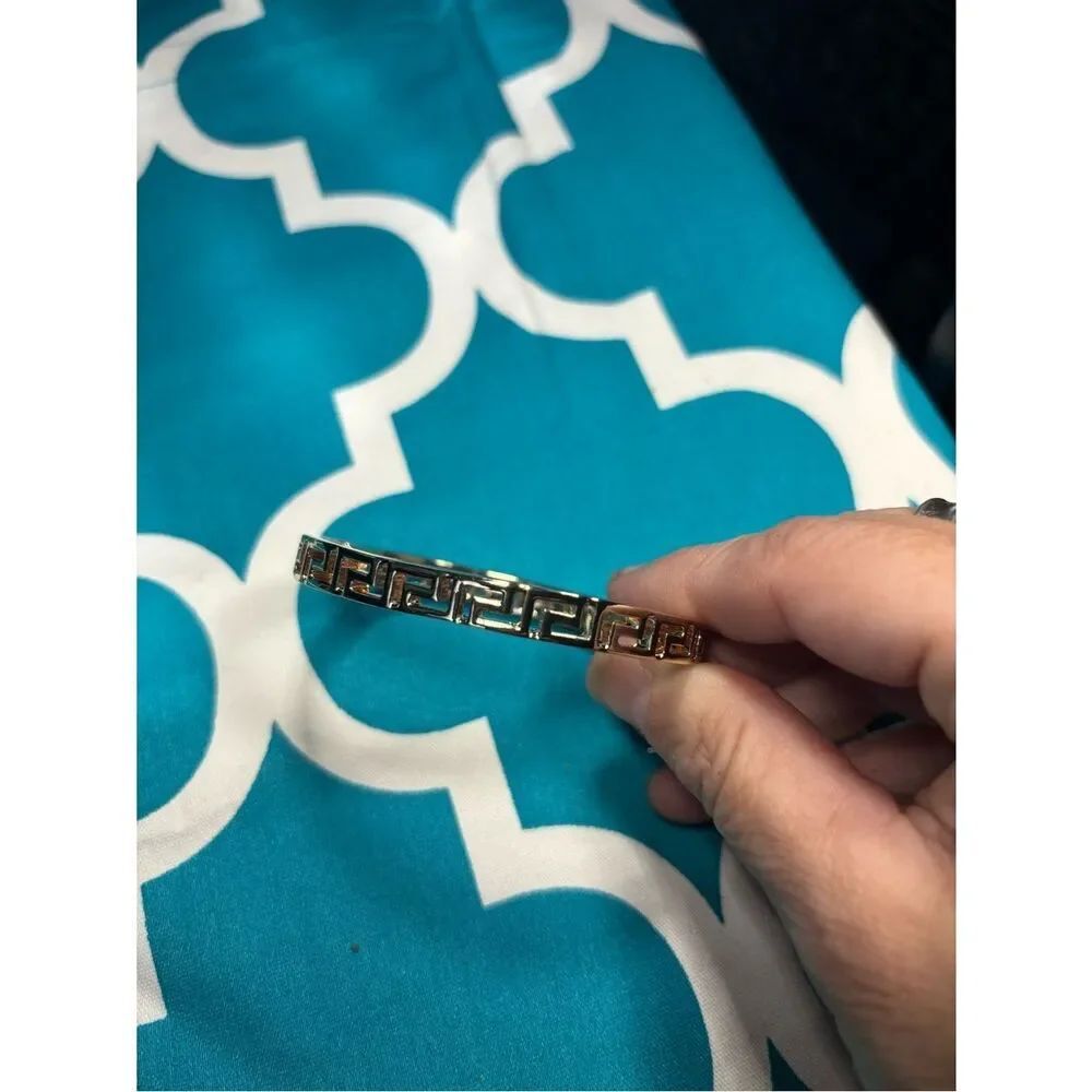 New Gold Greek Key Bangle Bracelet - Classic Statement Piece